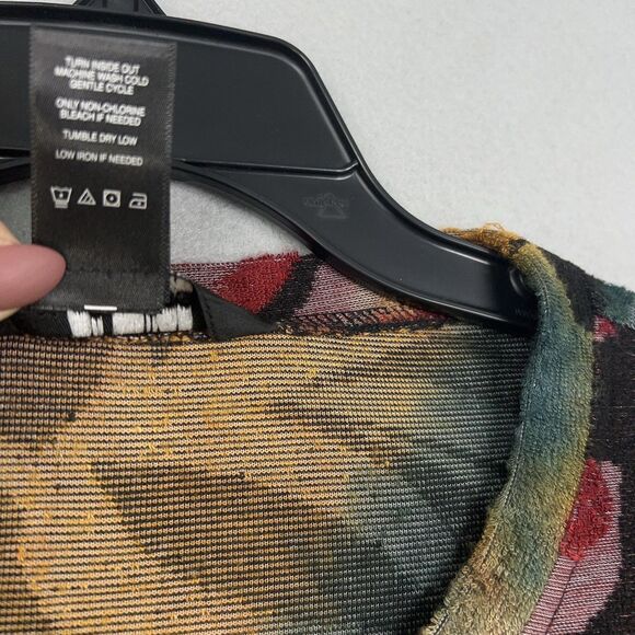 Ali Miles Tunic Sweater Womens XS Red Blue yellow Floral Abstract Art Eclectic - Picture 12 of 13